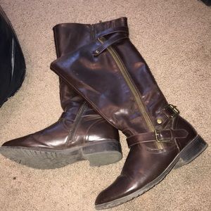 Long brown riding boots